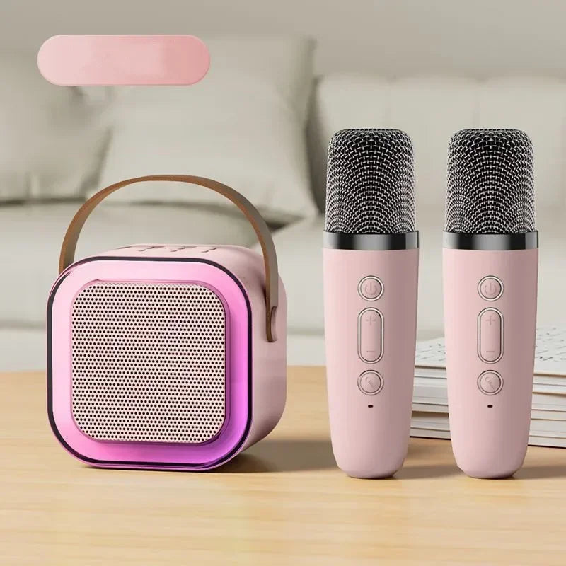 Portable Wireless Karaoke Speaker &ndash; RGB LED Lights Included Pink with 2Mic