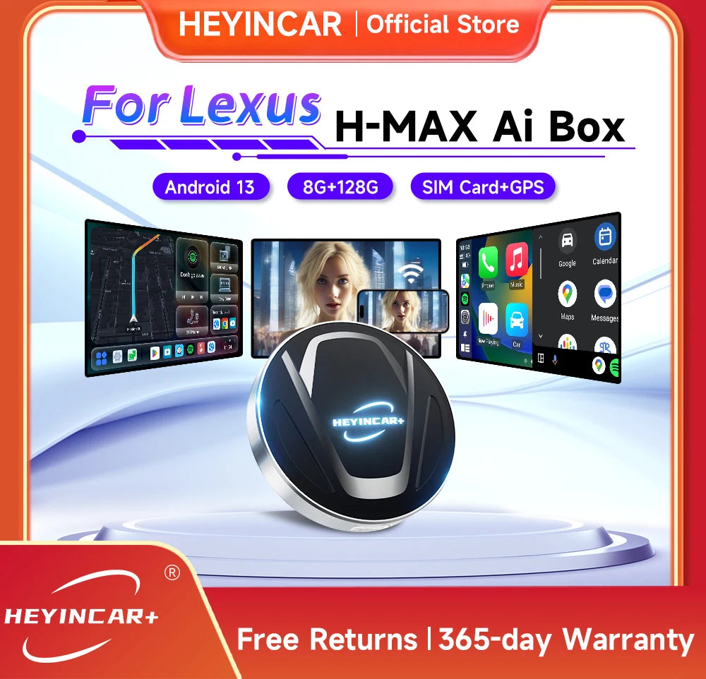 2025 HEYINCAR CarPlay Smart Ai TV Box Android 13 &ndash; 8GB RAM 128GB Storage for Lexus with 4G LTE and Netflix