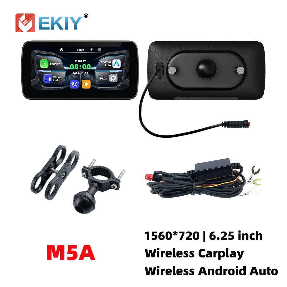 EKIY 6.25 Inch Wireless CarPlay Moto Android Auto &ndash; Portable Motorcycle Navigation Display M5A / None