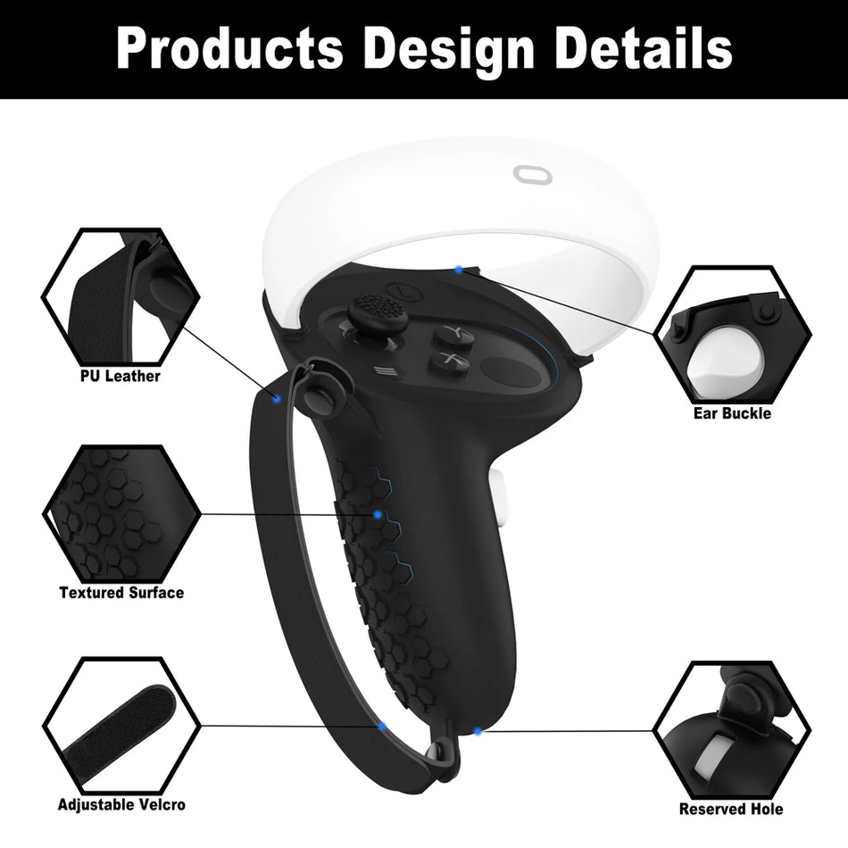 Protective VR Headset Cover and Controller Case with Grip for Oculus Quest