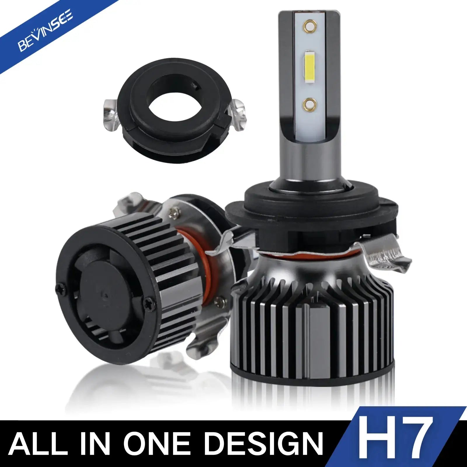 Bevinsee H7 LED Headlights For BMW E60 E61 5 Series 10000LM H7 Custom Adapter / CHINA