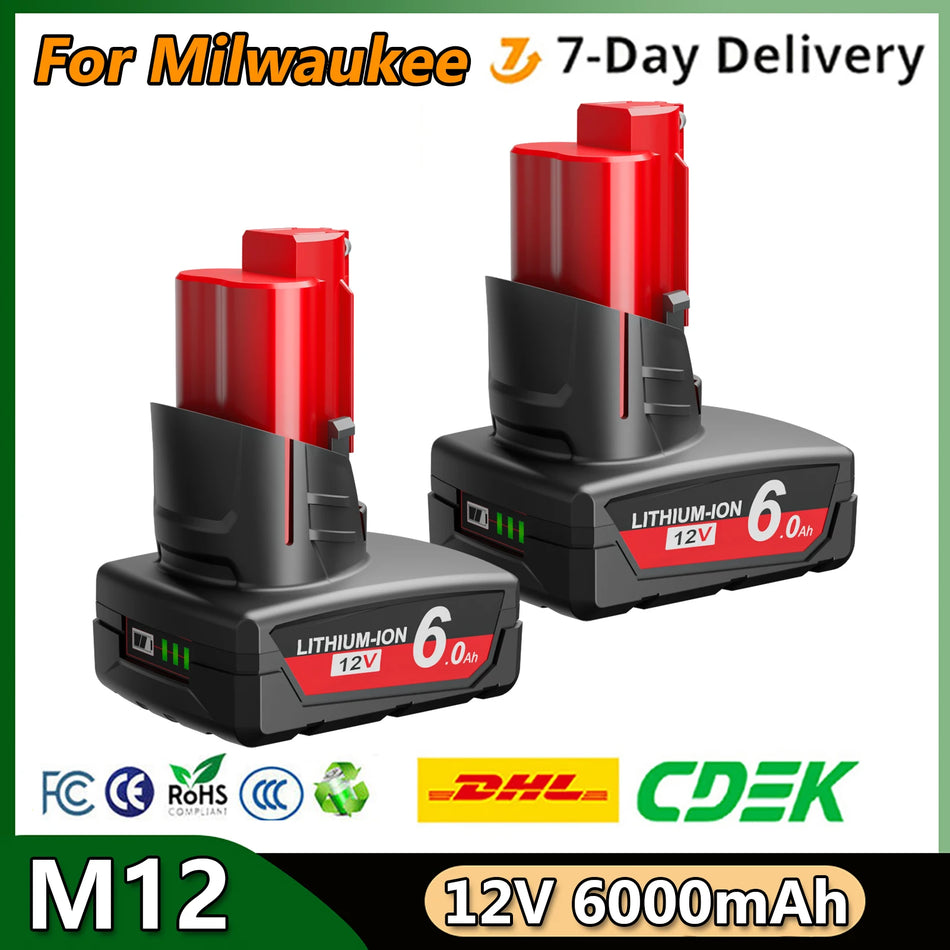 Milwaukee M12 12V 6000mAh zamjenska baterija s LED svjetlom