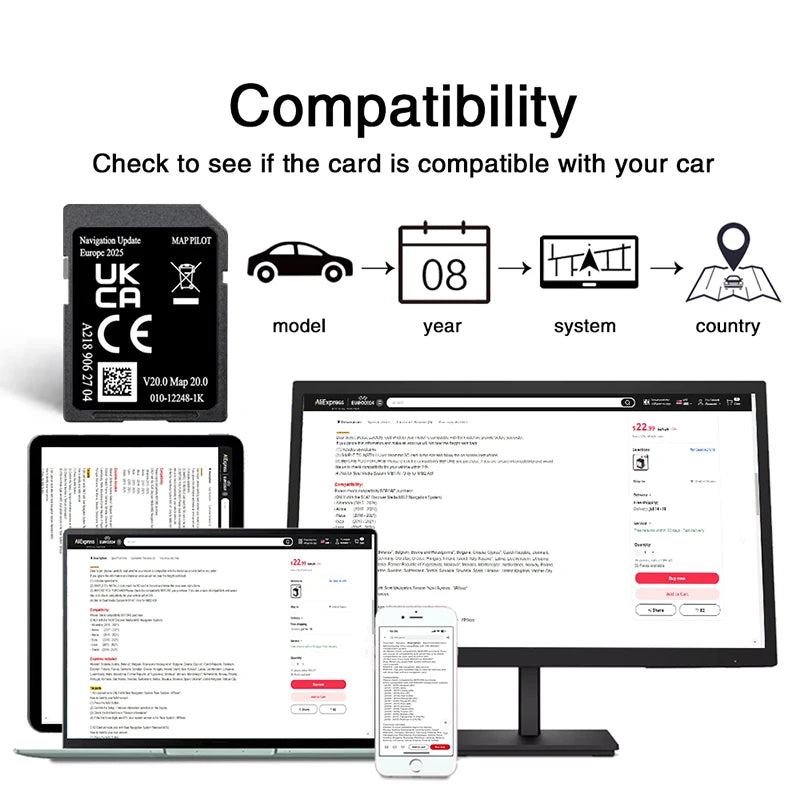 V20 Map Sat Nav SD Card for Mercedes A2189062704 &ndash; New Maps