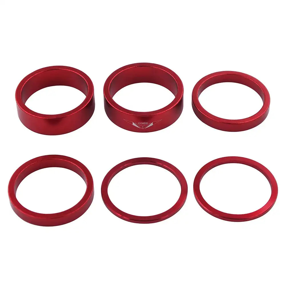 Bike Headset Spacer Kit 6 Pcs 2 5 10mm Aluminum Alloy Red