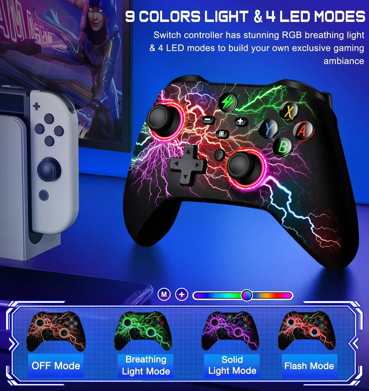 Wireless Gamepad for Switch/Switch Lite/Switch OLED Controller Manette Switch with Wake-up Programmable Turbo by InterCyprus Trading Ltd