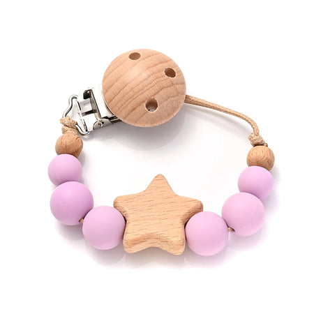 Wooden Pentagram Teether Pacifier Chain with Silicone Beads Color 5