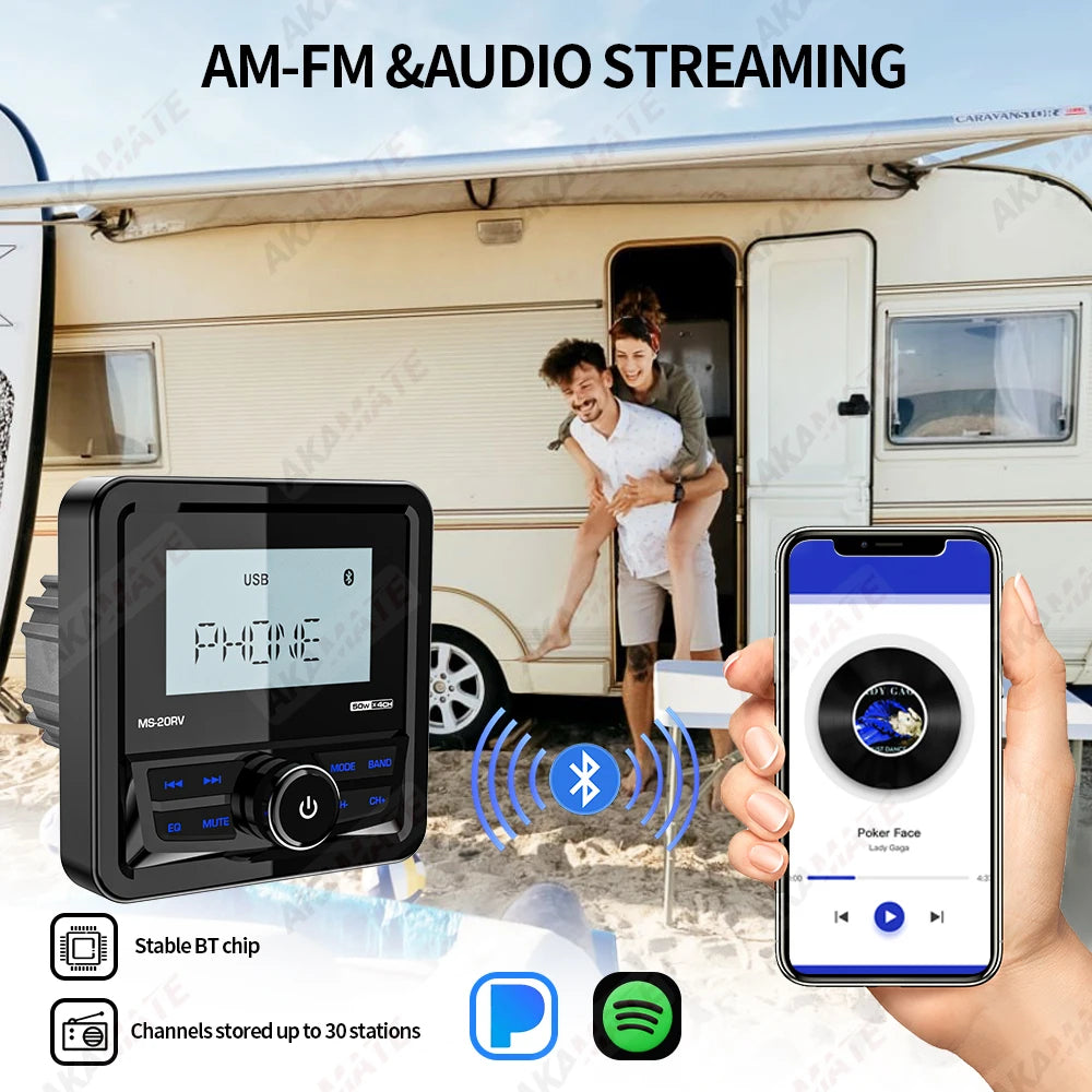 MS-20RV-1 &ndash; Bluetooth IPX5 Waterproof 200W Marine Stereo