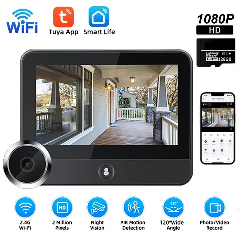 Tuya Wireless Radar Doorbell - 1080P Night Vision Camera