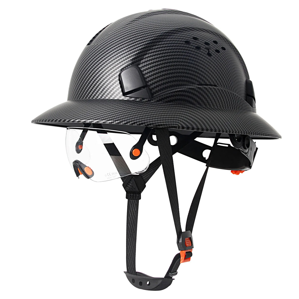 AQM0252 &ndash; Matte Carbon Fiber Full Brim Helmet With Goggles