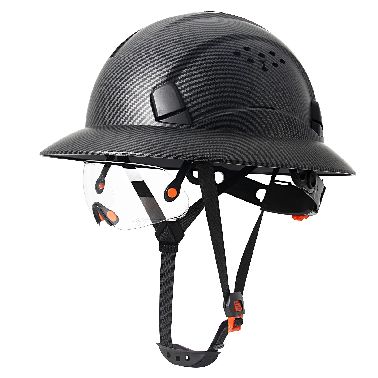 AQM0252 &ndash; Matte Carbon Fiber Full Brim Helmet With Goggles