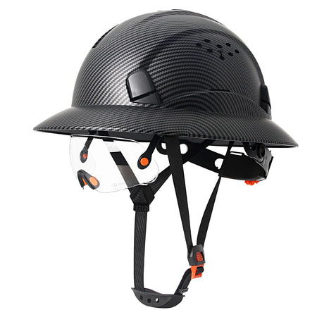 AQM0252 &ndash; Matte Carbon Fiber Full Brim Helmet With Goggles