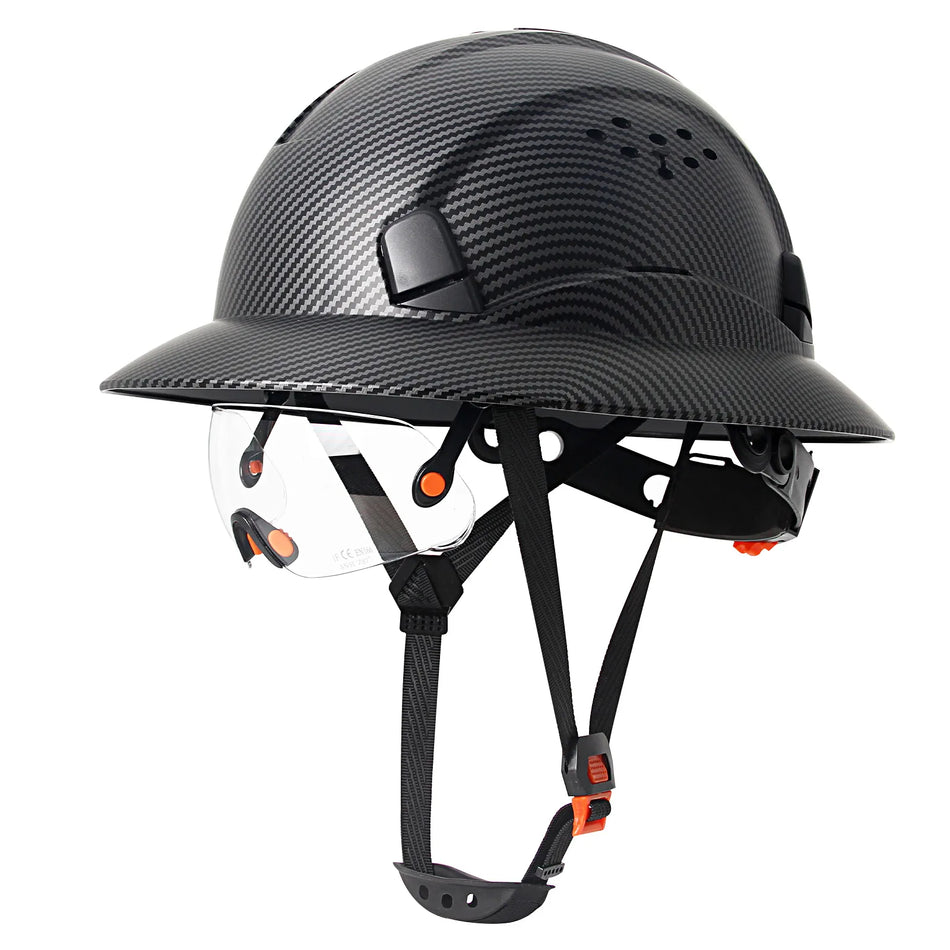 AQM0252 &ndash; Matte Carbon Fiber Full Brim Helmet With Goggles