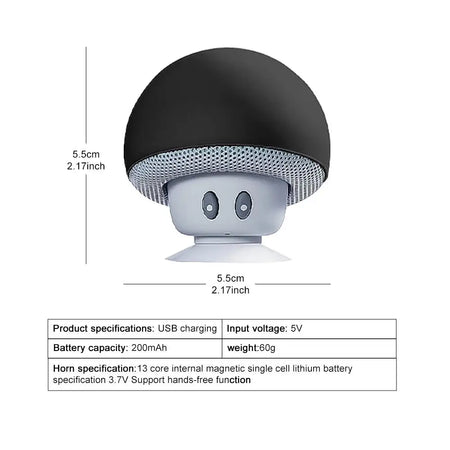 Mushroom Shaped Bluetooth Speaker with Suction Cup - Cute, Portable, Dustproof, Perfect Gift for Kids &amp; Women