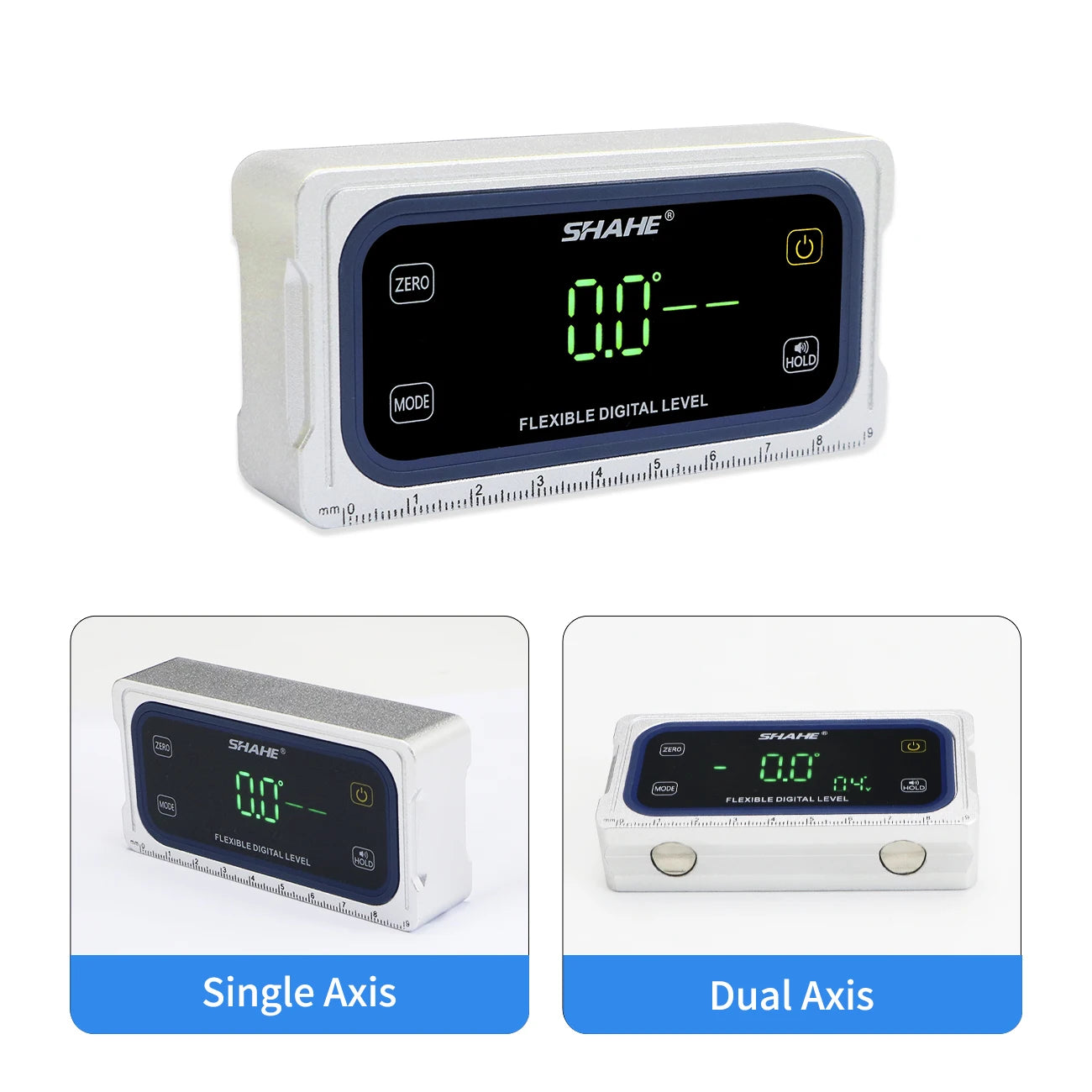 SHAHE Touch Digital Inclinometer,Single Axis 4x90&deg;/Dual Axis &plusmn;60&deg;,Buzzer Alarm, Dual Mode, 3-Unit for Woodworking,Table Saw