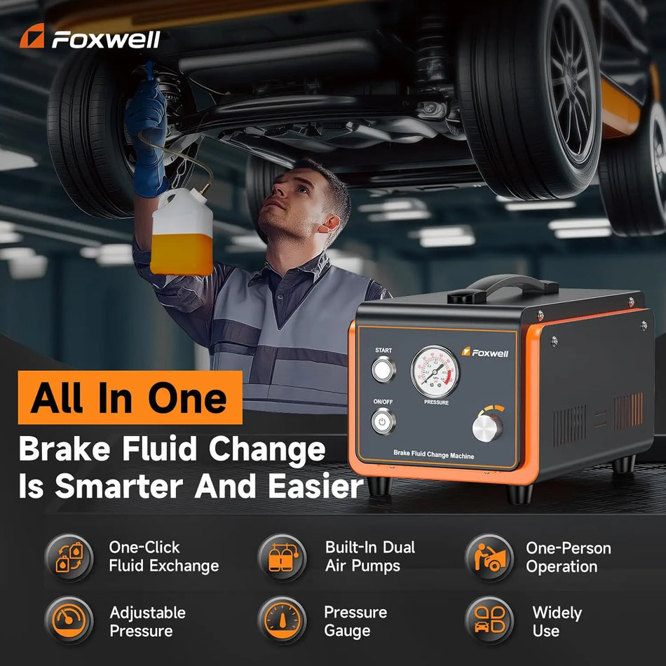 FOXWELL RT1000 Automatisk bromsluftningssats Dubbelpuls vakuum bromsvätskebytesystem för enkla bromsvätskebyten av en person