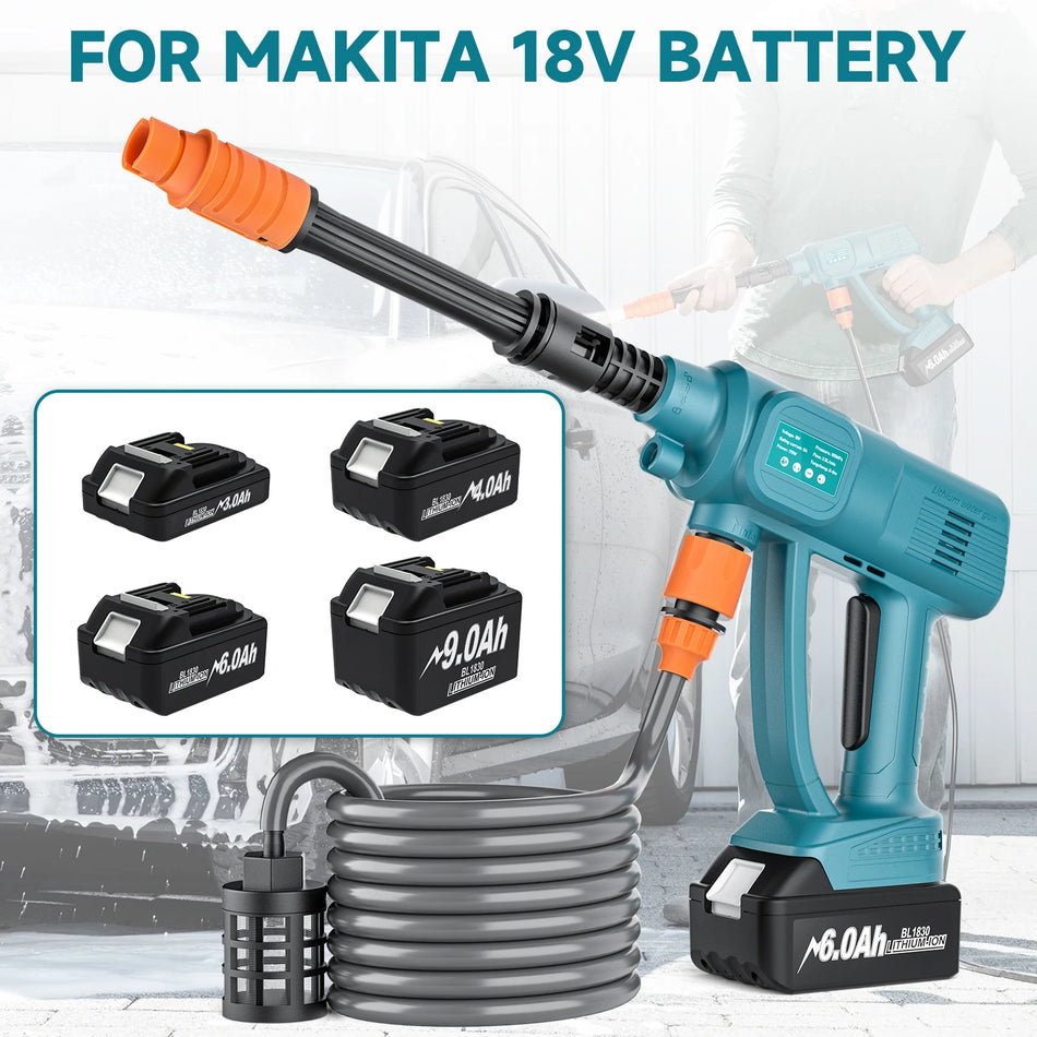 Cordless Pressure Washer for Makita 18V Battery, Adjustable Jet for Car Cleaning