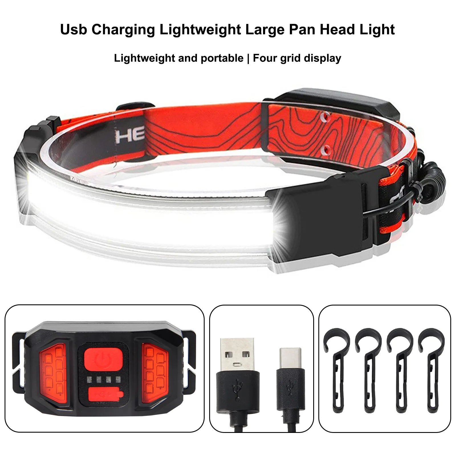 L1TD2513 LED Headlamp Tailight &ndash; Rechargeable Wide Beam A set