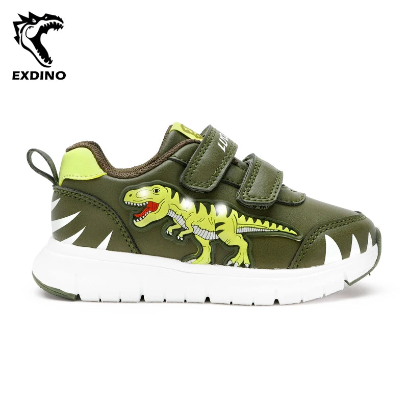 EXDINO LED T-REX Light Up Casual Sneakers for Kids