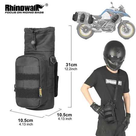 Rhinowalk Motorcycle Bottle Holder 1.5L Insulated Kettle Bag Portable Motor Water Bottle Bag Rich Mount Method With Molle System by InterCyprus Trading Ltd