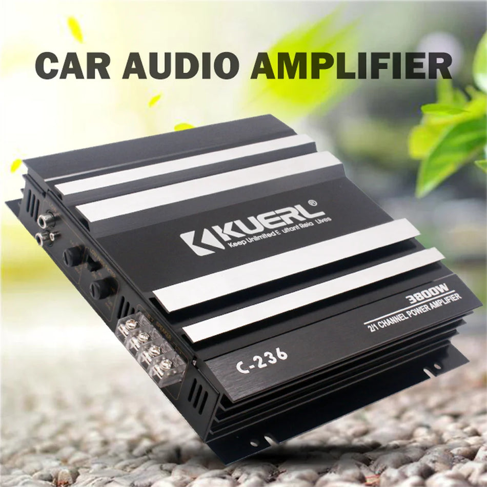 Car Power Amplifier 2-Channel 60W RMS, Aluminum Alloy, Black
