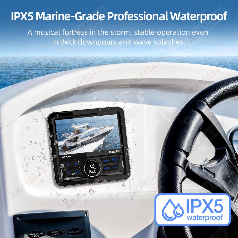 MP5 Marine Radio Stereo Waterproof Bluetooth Speaker for Boats, ATVs, and RVs