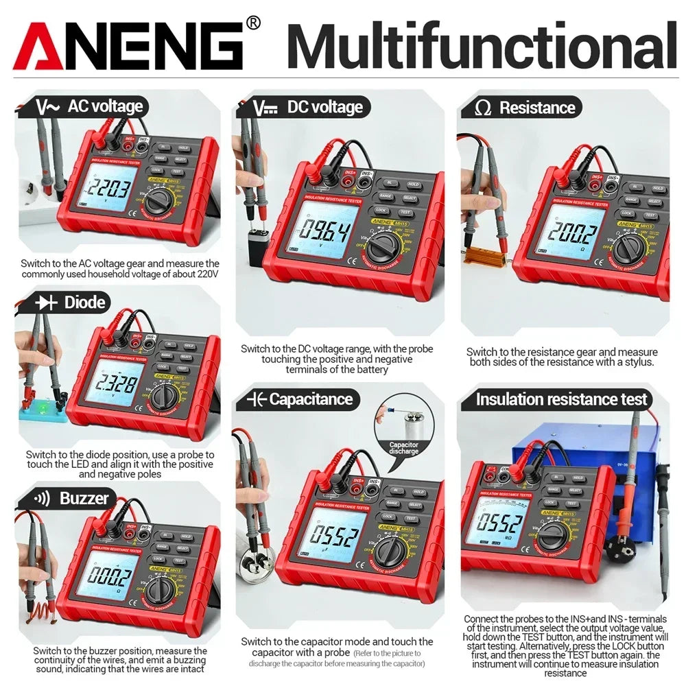 ANENG MH15 Ohmmeter Insulation Meter &ndash; Auto Discharge