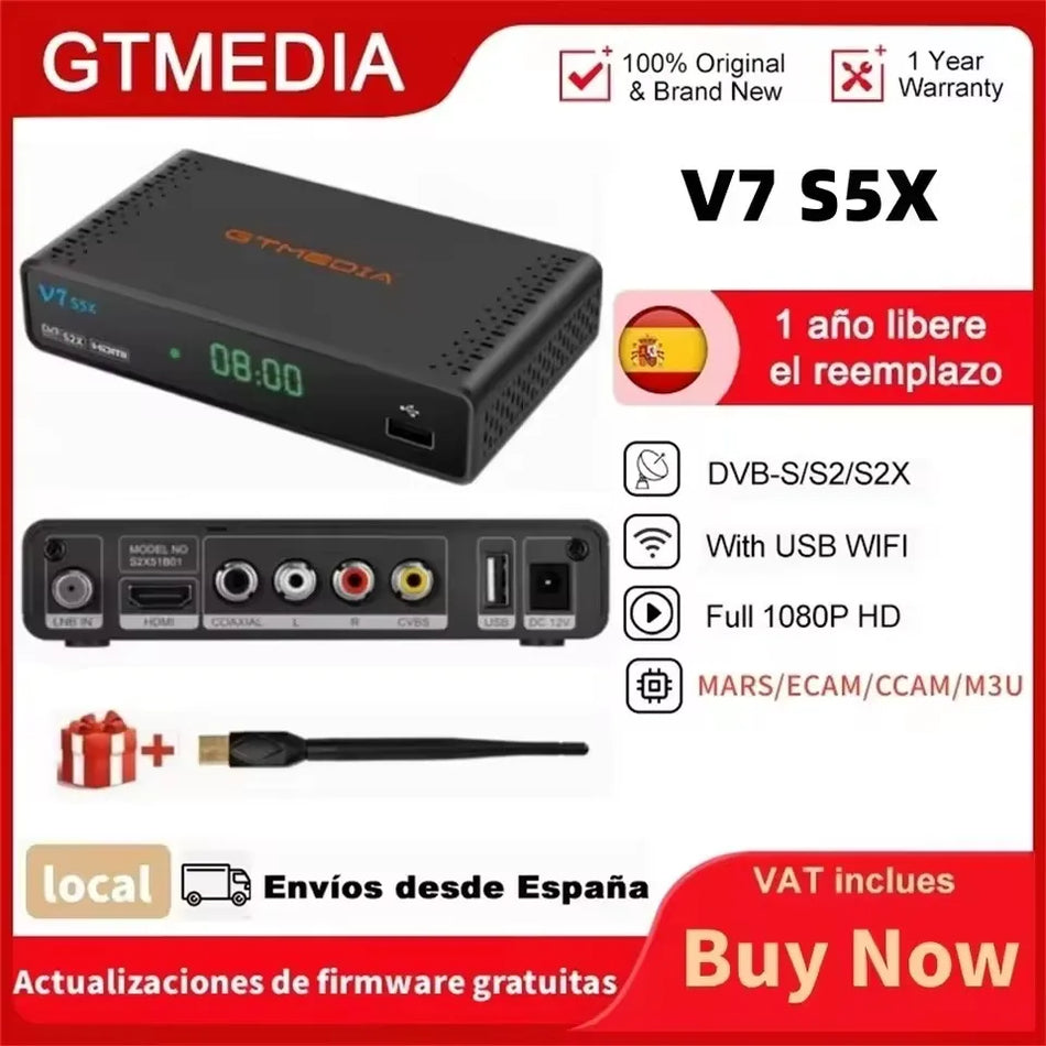Ricevitore Satellitare TMEDIA V8X DVB-S/S2/S2X 4K HEVC H.265 con Slot per Scheda CA