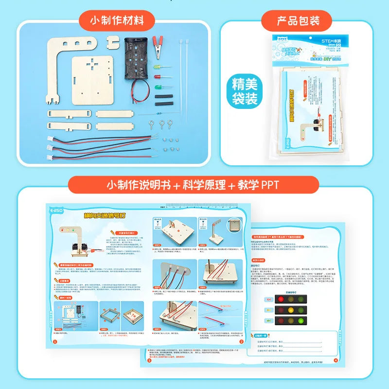 Kit STEM semafoare DIY pentru copii educațional din lemn