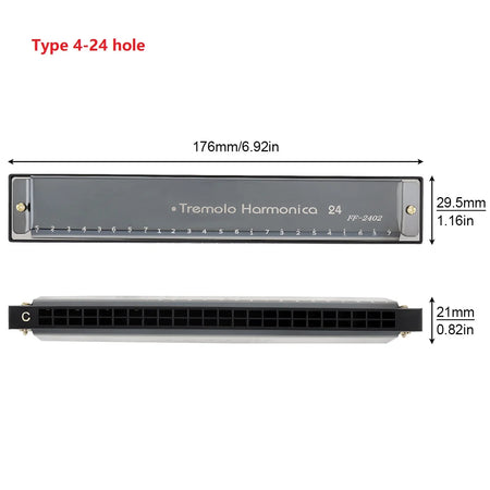 10H 24H Harmonica 8K Titanium Tremolo Key C &ndash; Case Included