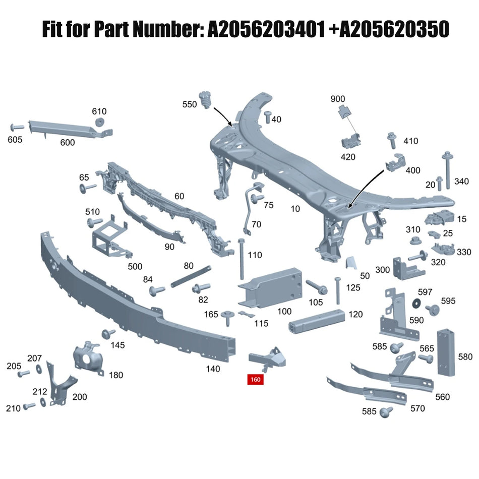 Supporto Radiatore Anteriore Mercedes Benz W205 per C300 C350e C43 C400 C450 Plastica