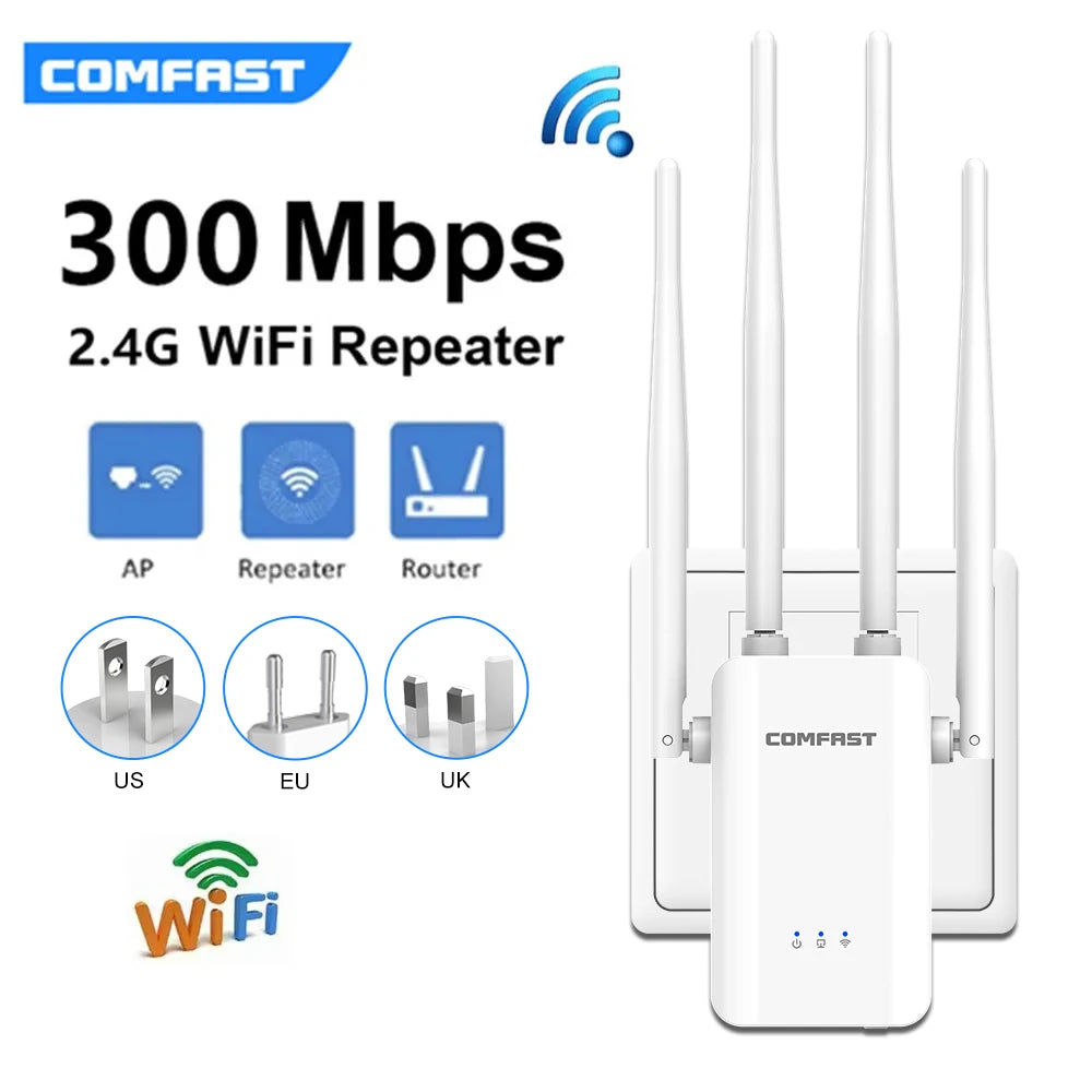 Comfast 2G 300Mbps WiFi Repeater &ndash; Long Range Coverage AU Plug Adapter