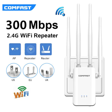 Comfast 2G 300Mbps WiFi Repeater &ndash; Long Range Coverage AU Plug Adapter