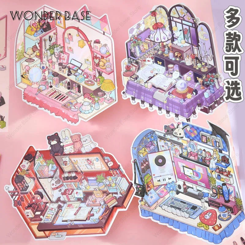 3D DIY Plus Size Corner Desk Miniature Sticker Set for Creative Play