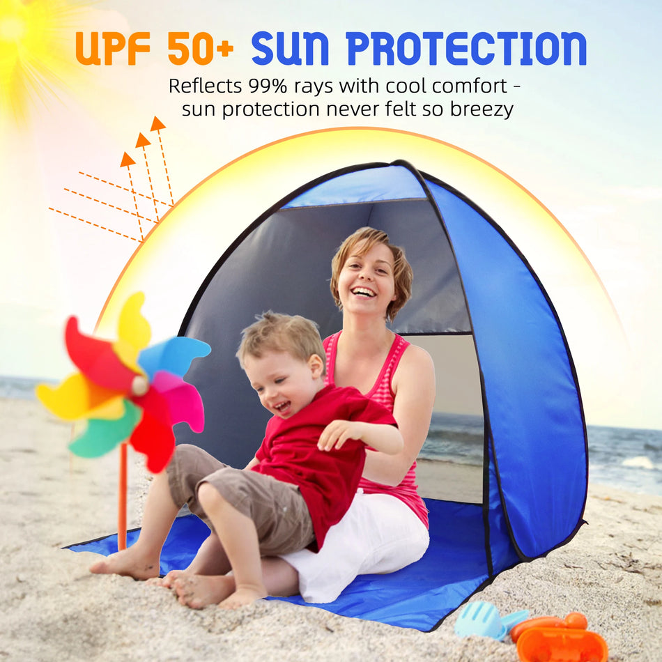 UPF 50+ Pop Up Beach Tent Sun Shelter, Portable Easy Up Shade