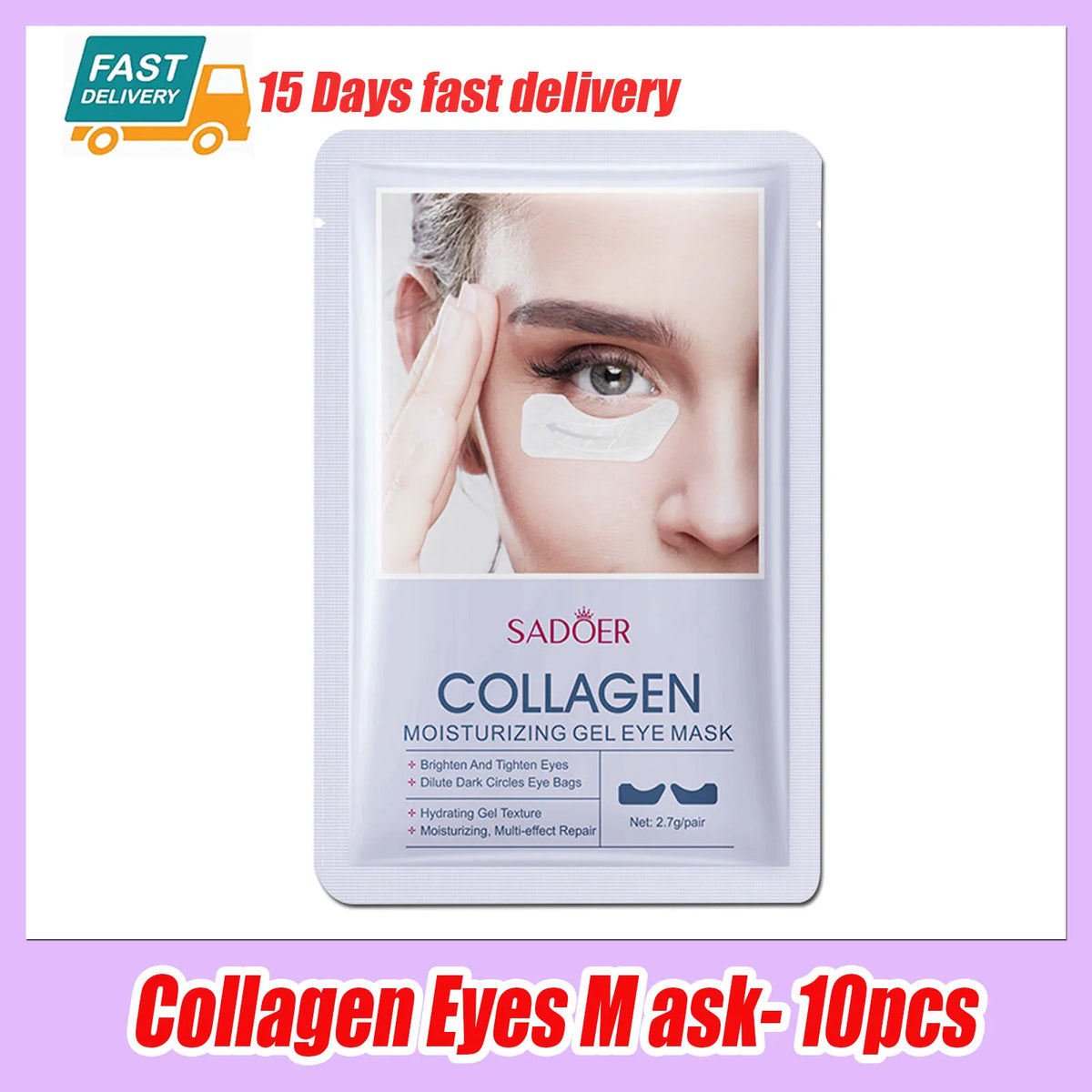 10pcs Hyaluronic Acid Collagen Face Mask for Moisturizing &amp; Firming Skin Eyes-10pcs