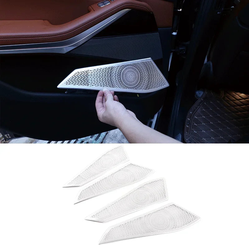 Durų garsiakalbio dangtelio apdailos etiketė BMW X5 X7 2019-2022 modeliams aliuminio lydinys sidabrinė