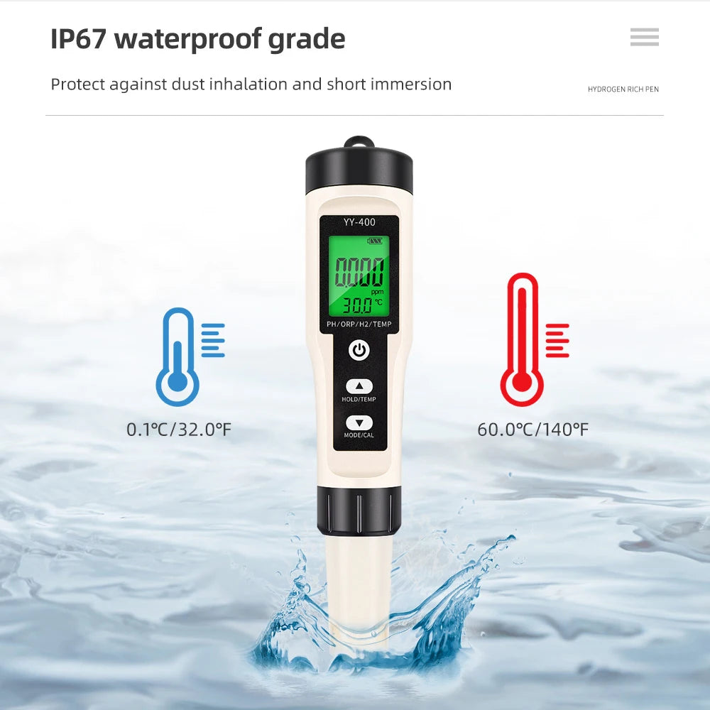 4/3/2 In 1 PH ORP H2 Meter Portable Pen &ndash; Water Purity Test