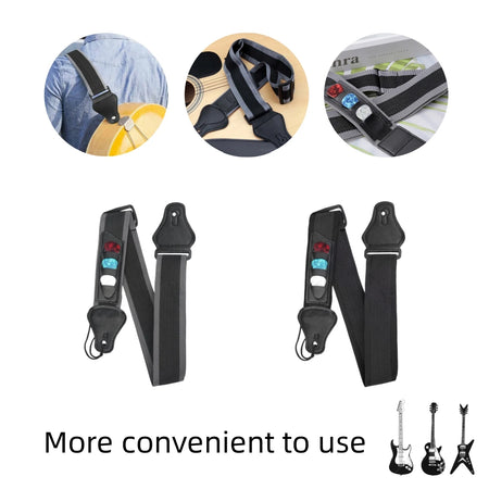 Miwayer 3 Picks Guitar Strap Leather Ends &ndash; Adjustable