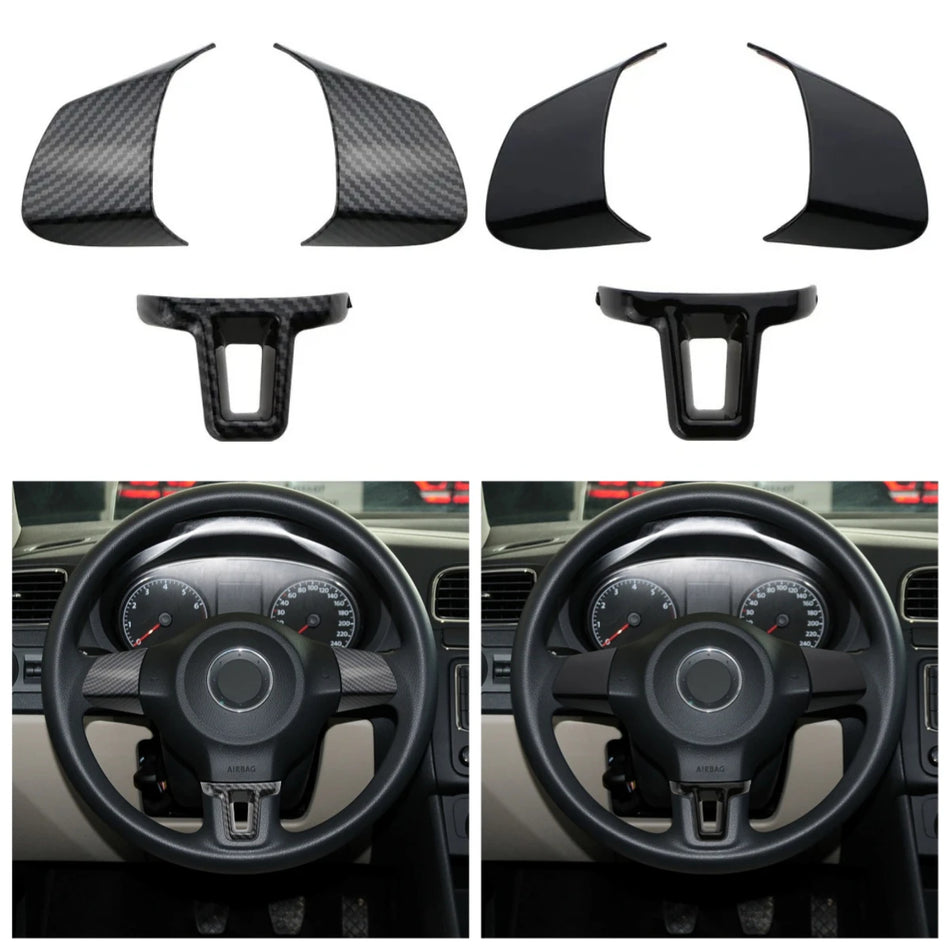 Ohjauspyörän trimmi setti ABS hiilikuitu Volkswagen Golf 2009-2013, 3-osainen sisustuksen korostus