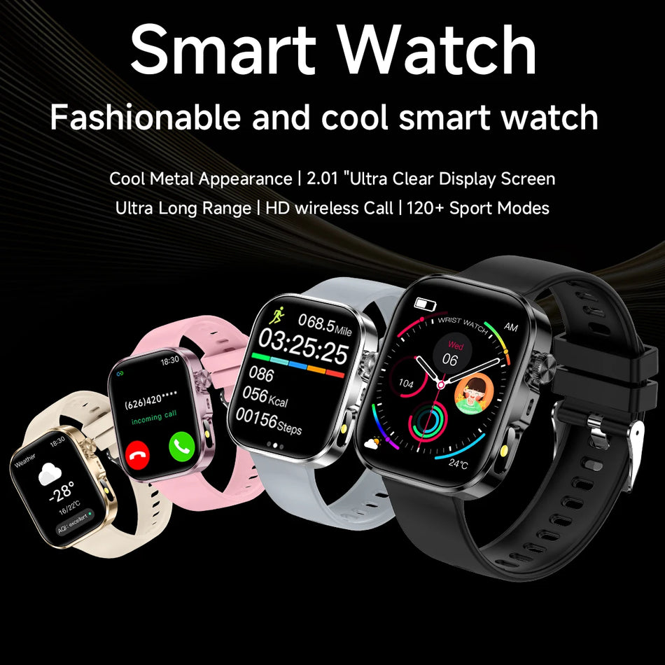 Smartwatch 2.01-Inch Screen Bluetooth Calls, Fitness Tracker for Android and iOS