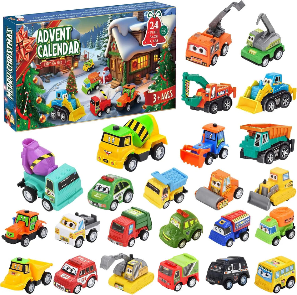 Christmas Advent Calendar Gift Box for DIY Kids 24-Day Countdown Car Set and Party Supplies