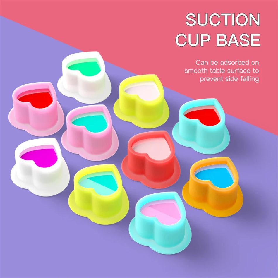 Copos de Tinta em Silicone Coração 100Pcs Suportes de Pigmento Descartáveis