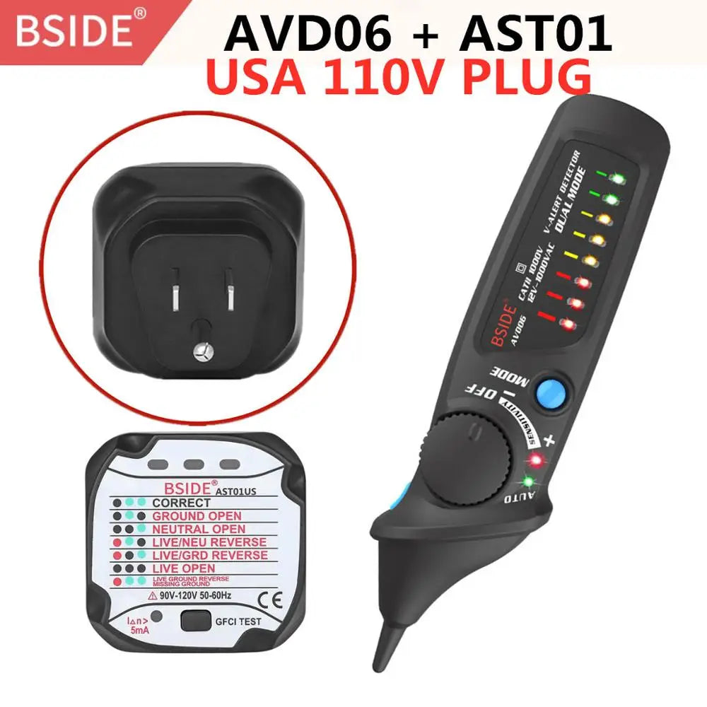 BSIDE Dual Mode Non-Contact AC Voltage Detector &ndash; Auto Mode AVD06-AST01 USA 110V / CHINA