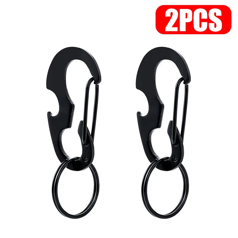 Multipurpose Stainless Steel Key Ring &amp; Bottle Opener Carabiner Tool 2PCS