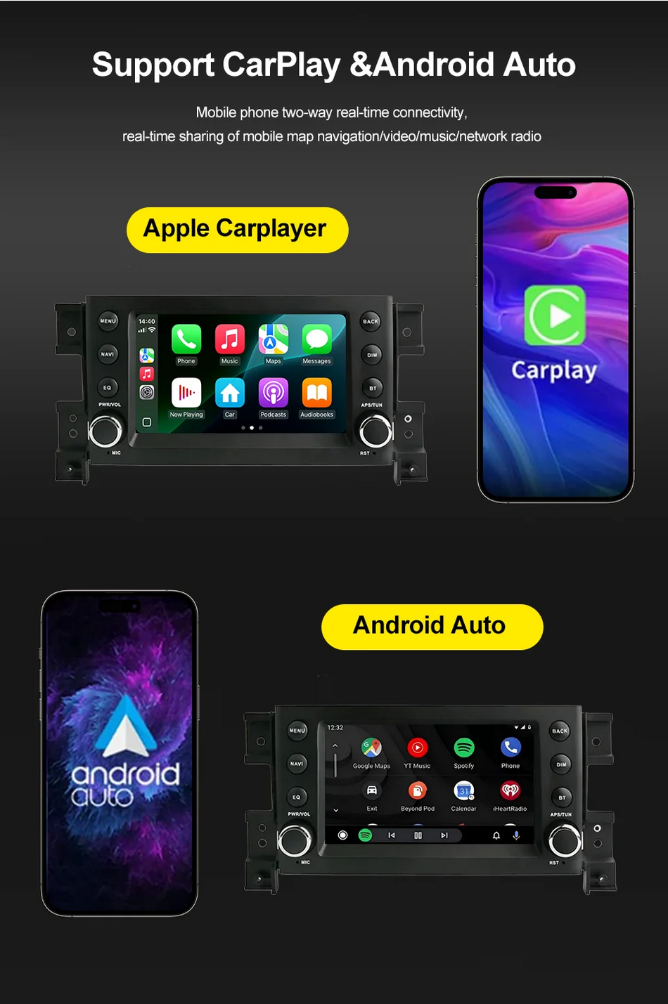 7-calowy radioodtwarzacz Android do Suzuki Grand Vitara 3 z Wi-Fi, GPS i Carplay
