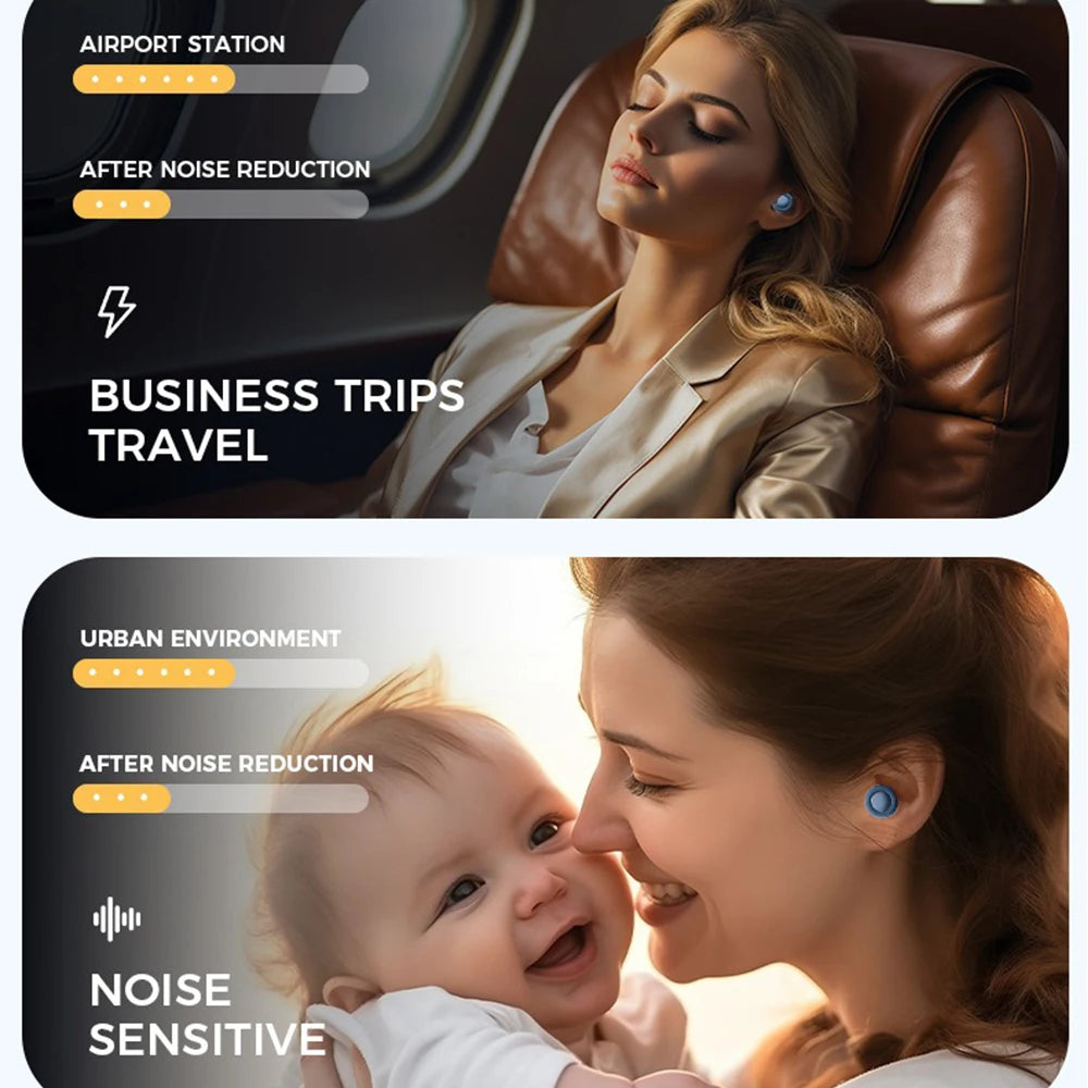 Quiet Ear Plugs for Sleeping - Super Soft Noise Reduction Reusable Hearing Protection