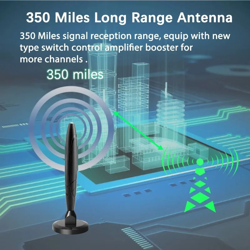 Indoor Digital TV Antenna 4K Amplifier &ndash; 350 Miles Range