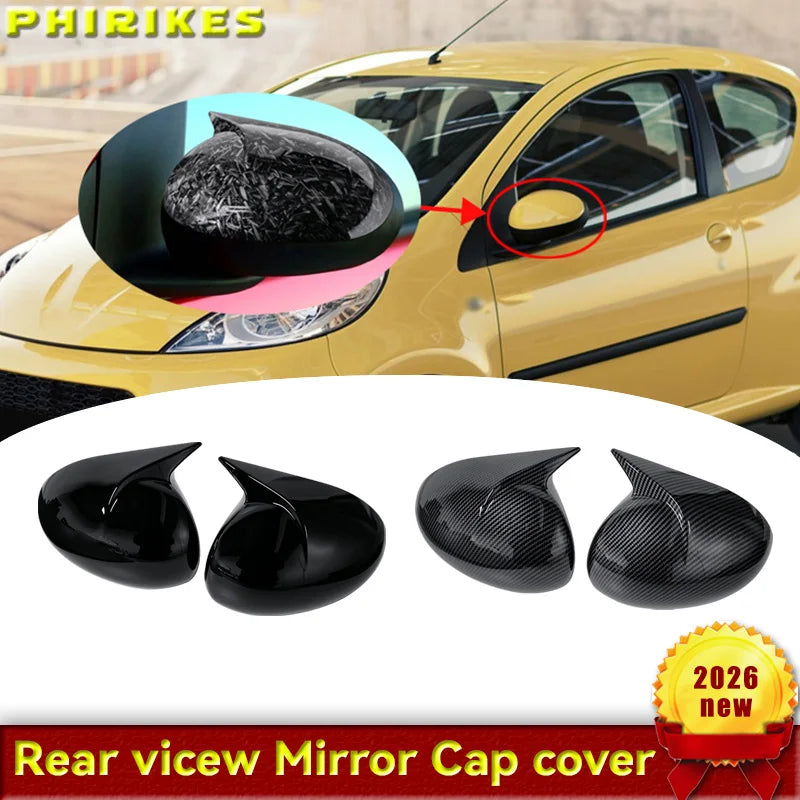Carbon Fiber Car Rearview Mirror Cover Side Door Wing Trim for Peugeot 107 Toyota Aygo 107CC Citroen C1 2005 - 2014 by InterCyprus Trading Ltd