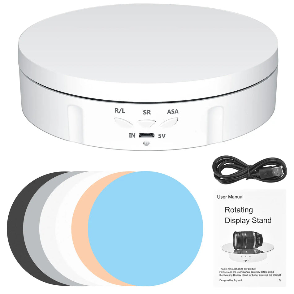 Suporte de Exibição Rotativo Elétrico com 3 Velocidades 360 Graus