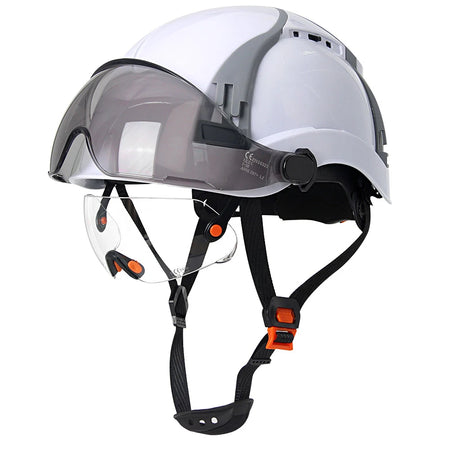 AQM0257 &ndash; CE Safety Helmet With Double Goggles Ultra White